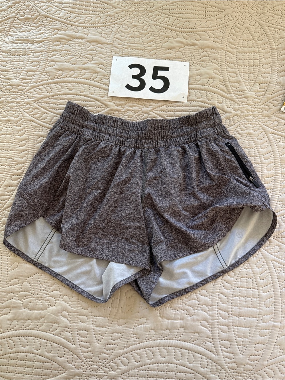lululemon Tracker heather  Gray Running Shorts with Inner Liner 3 1/2” inseam